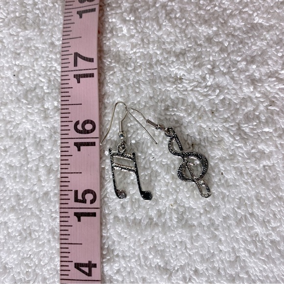 Silver Musical Note Earrings - Picture 8 of 8